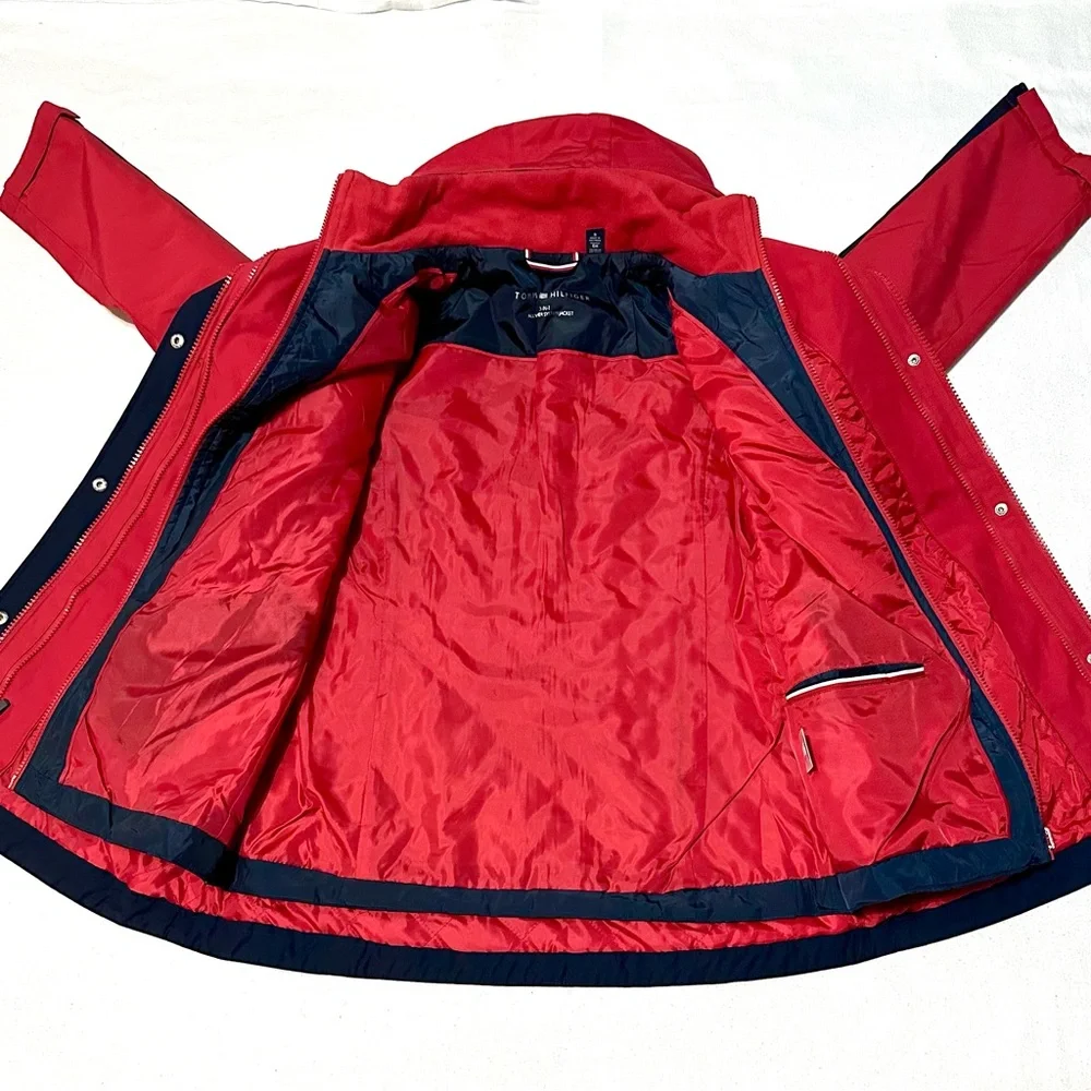 NWT TOMMY HILFIGER 3-in-1 ALL WEATHER SYSTEMS JACKET COAT RED NAVY Sz S